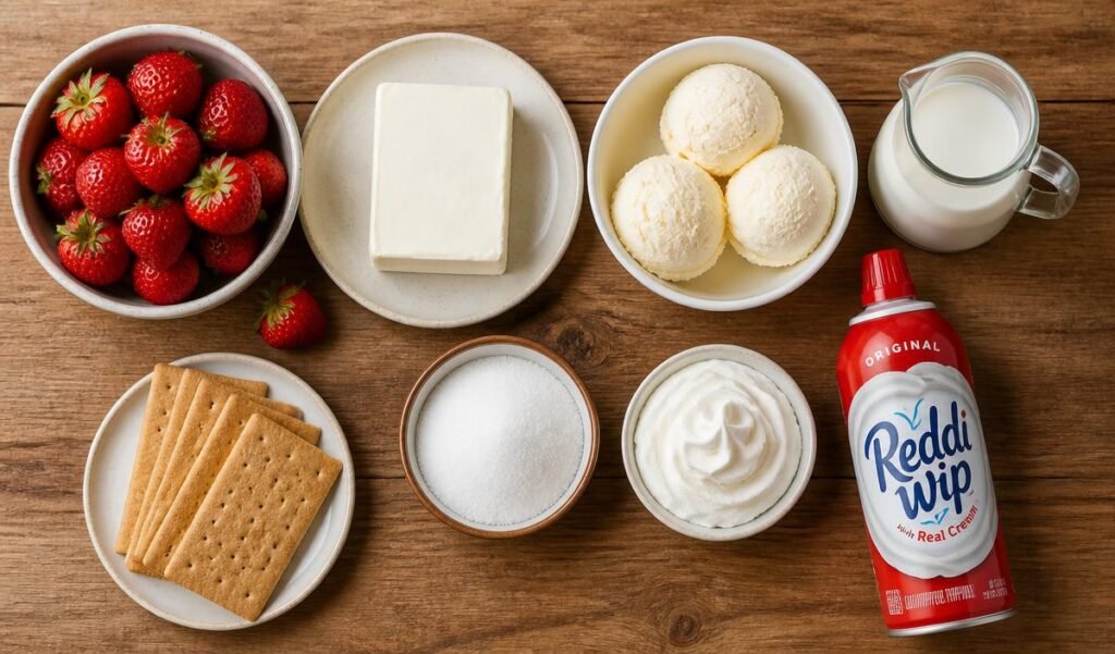 Ingredients of
`5-Minute Strawberry Cheesecake Milkshake Recipe at Home`