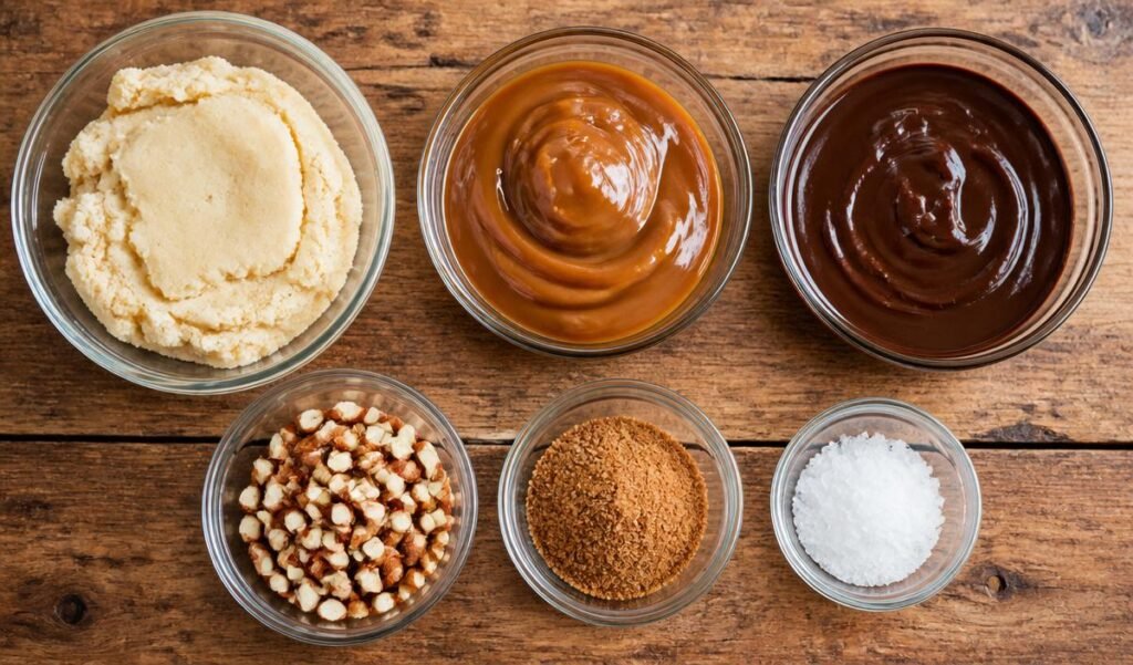 Ingredients of 
Healthy No-Bake Homemade Twix Bars Recipe (Gluten-Free)