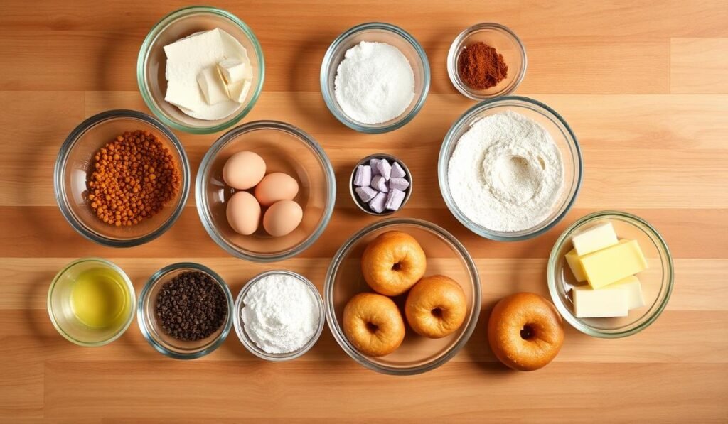 Ingredients of
Fluffy Baked Mini Pink Cake Doughnuts