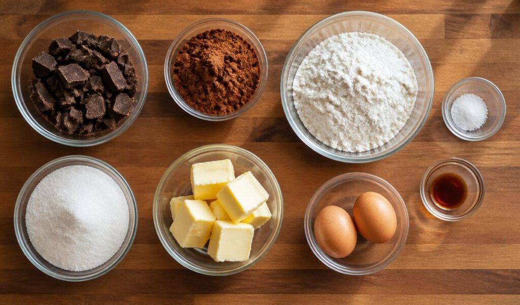 Ingredients of
`Ultra-Fudgy Red Velvet Brownies Recipe with Cream Cheese`