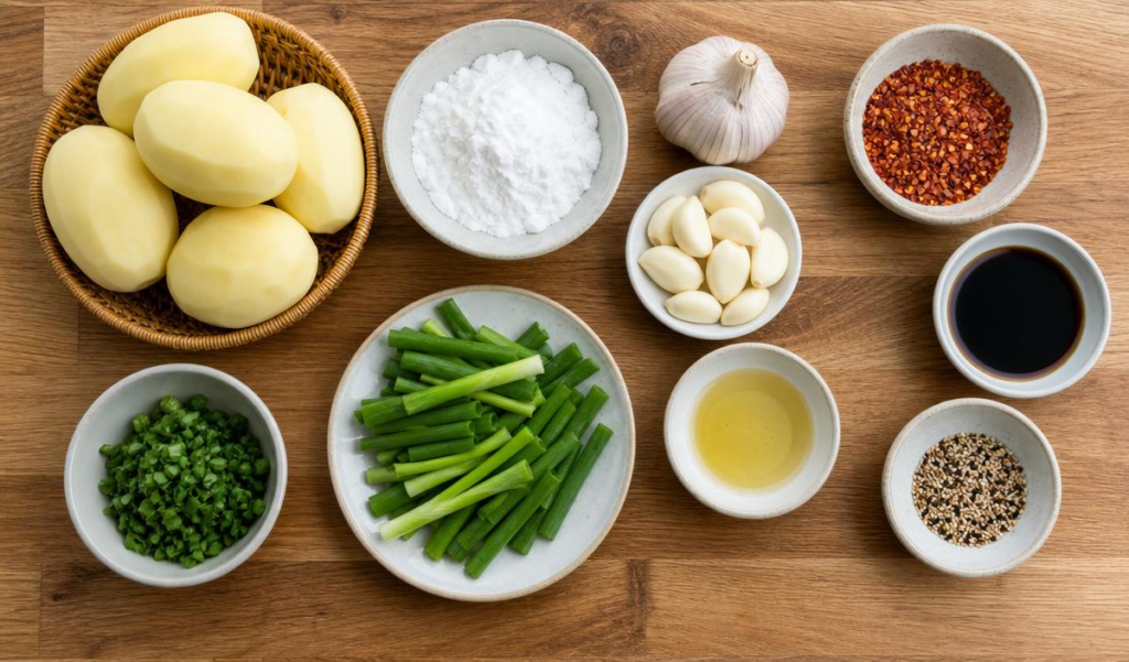 ingredients of
How to Make Spicy Garlic Potato Noodles