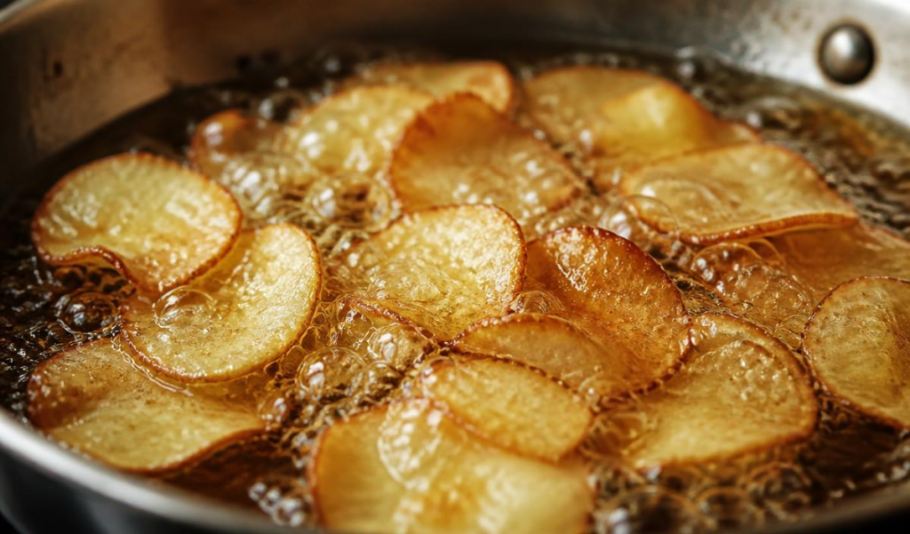 fry of
potato chips