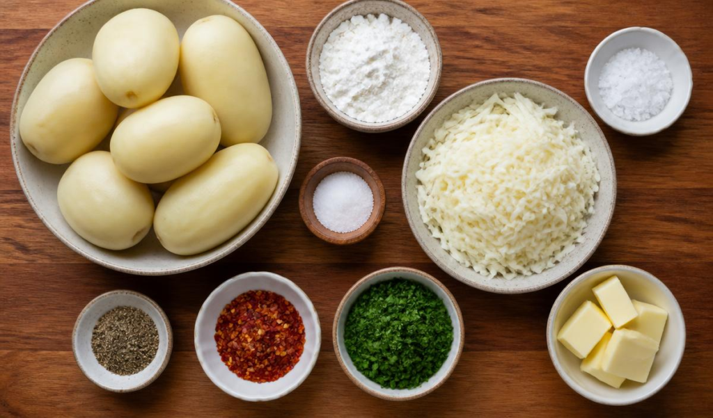 ingredients of
stuffed potato cakes