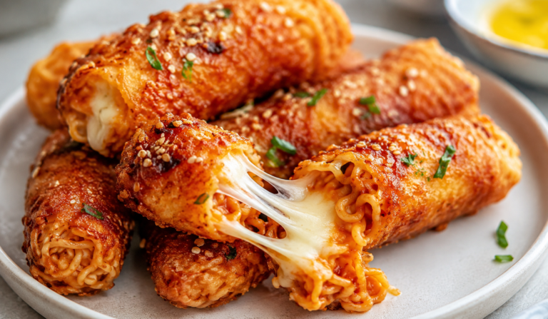 Buldak Ramen Rice Paper Mozzarella Rolls Recipe