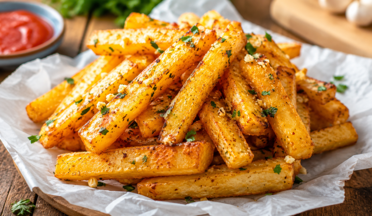 Crispy Herb Garlic Potato Sticks Recipe (7 ingredients)