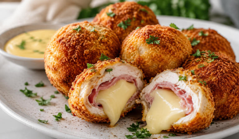 Crispy Chicken Cordon Bleu Balls