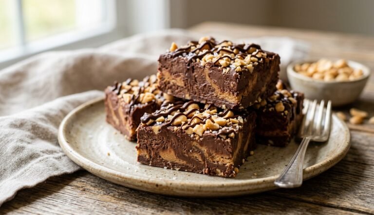 Easy No-Bake Nutella Peanut Fudge Bars