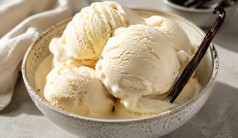 Homemade Creamy Vanilla Ice Cream