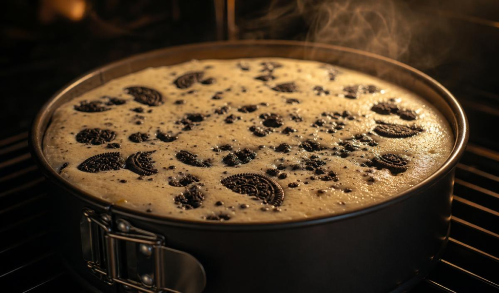 baked oreo cheeesecake on ready
