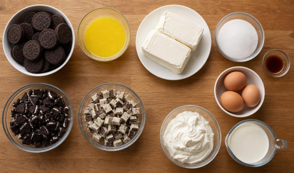 ingredient of
baked oreo cheesecake
