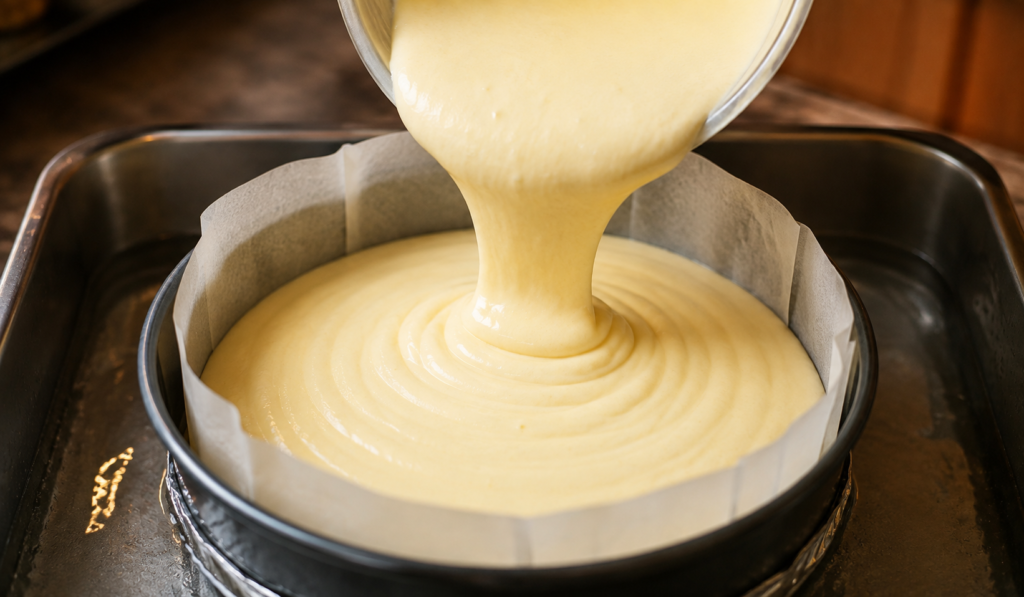 pour material for baking of fluffy cheese cake