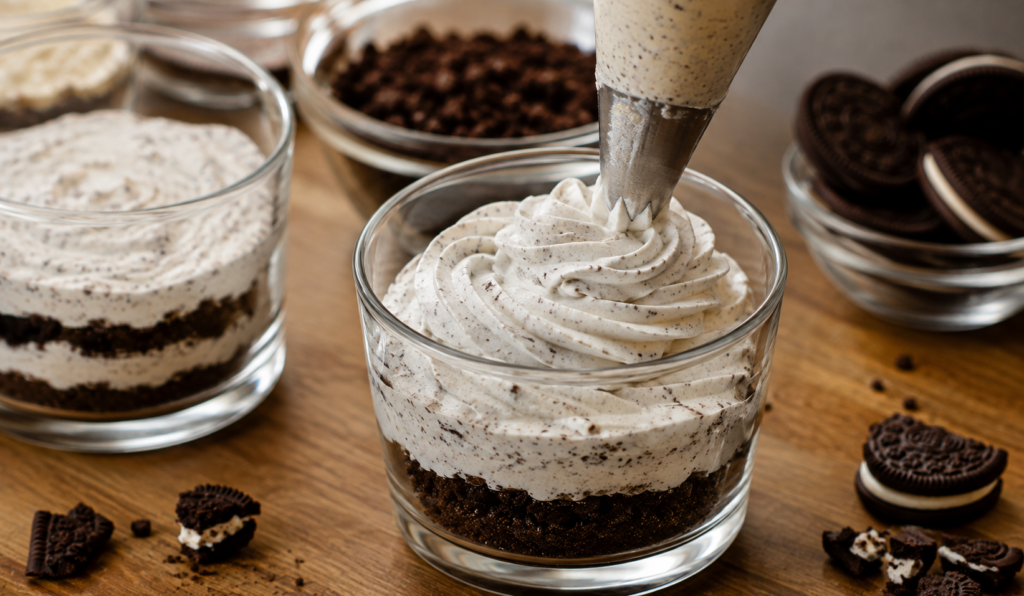 preaparation of 
dessert oreo cup
