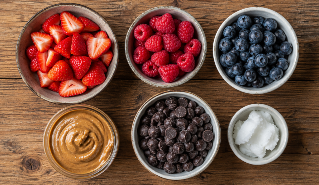 ingredients of 
dark choclate donut