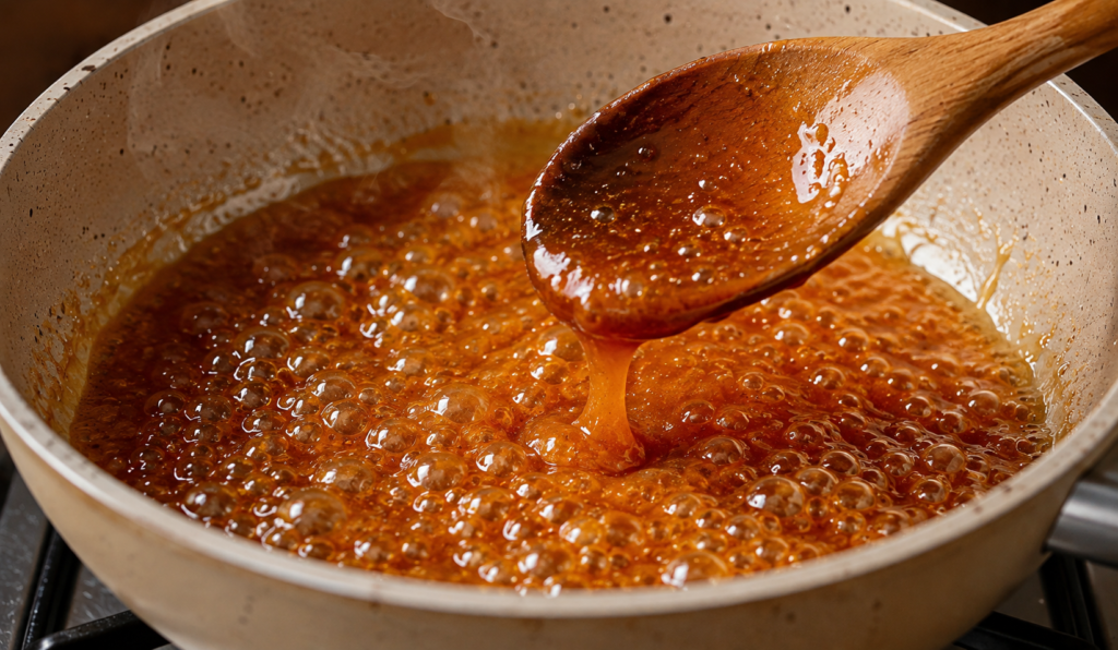 melting siugar for
pudding caramel