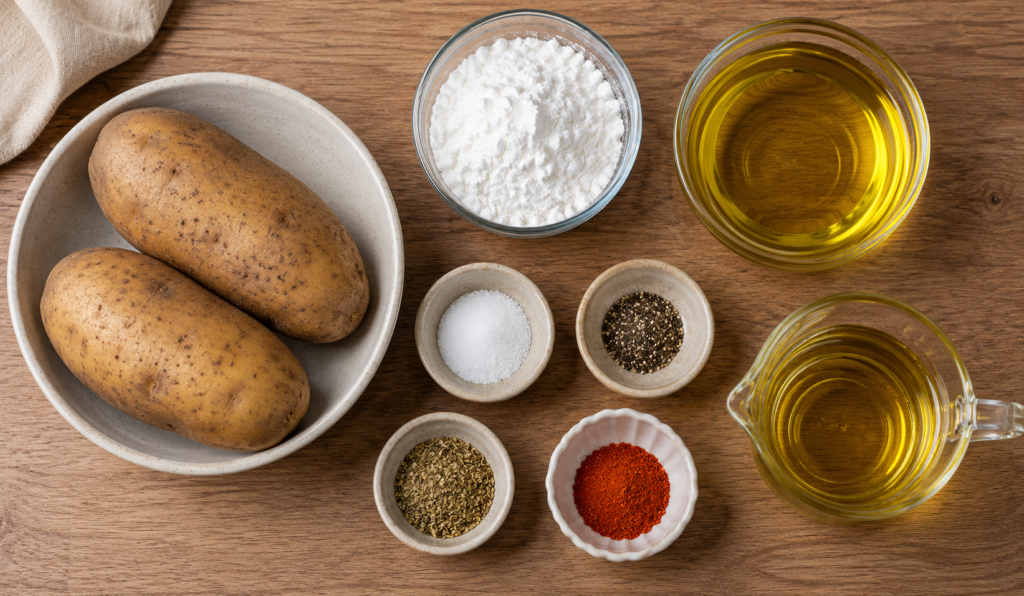 Ingredients of 
crispy potato snacks