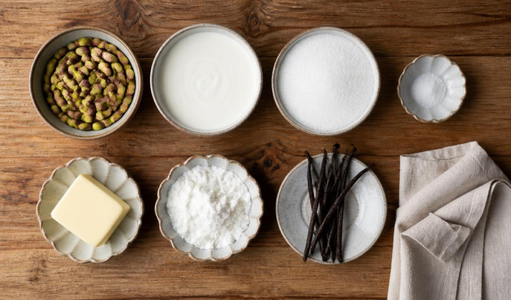 Ingredients of Smooth Homemade Pistachio Butter Spread